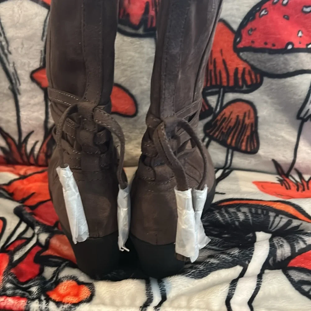 Rampage Girls Brown Faux Suede Tall Wedge Boots - Size 13 NEW